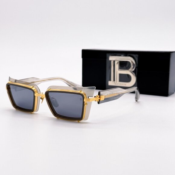 NEW BALMAIN ADMIRABLE BPS-130B UNISEX GREY/GOLD SUNGLASSES BALMAIN - Picture 2 of 16